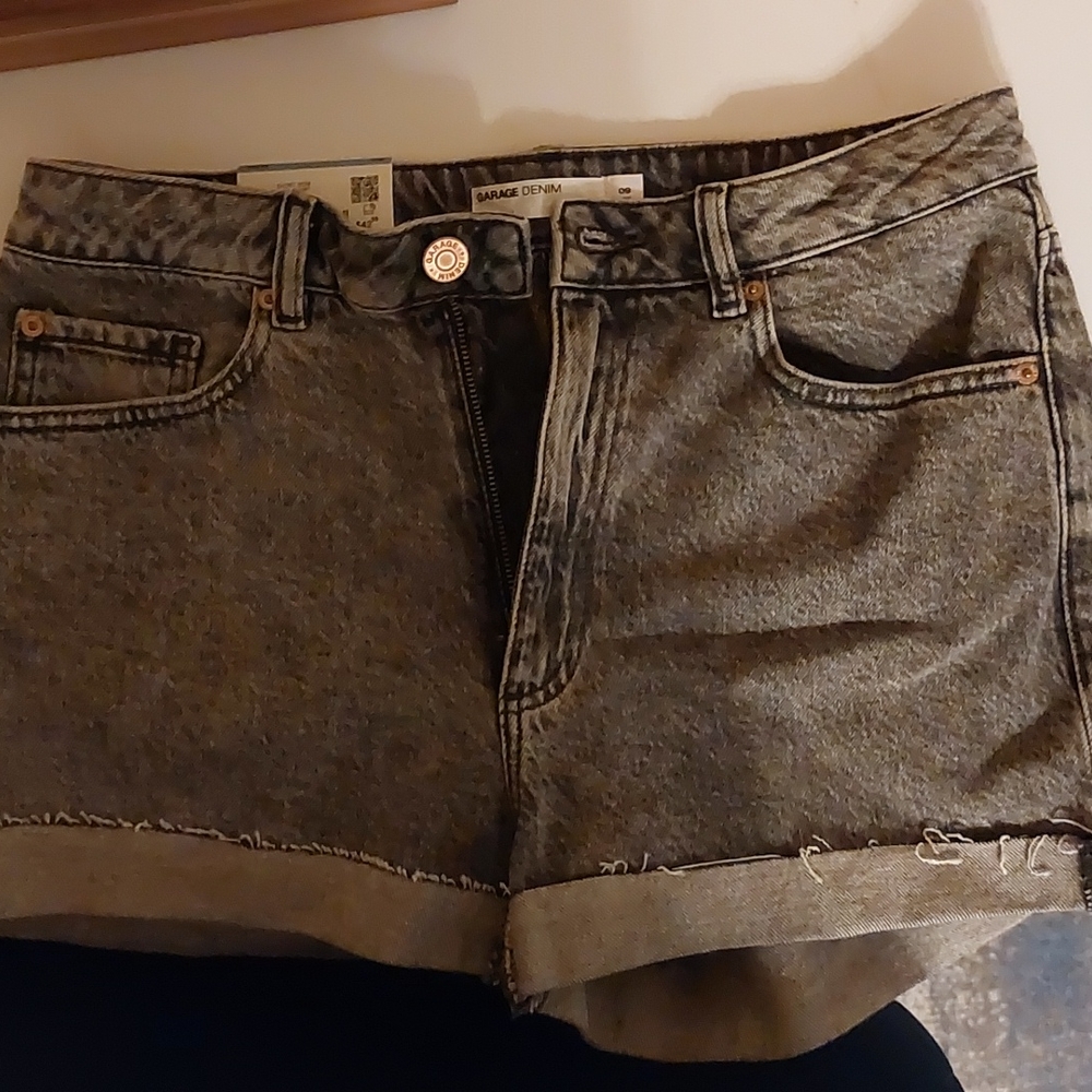 Black denim shorts